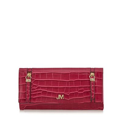 Pink mock croc large zip around purse
